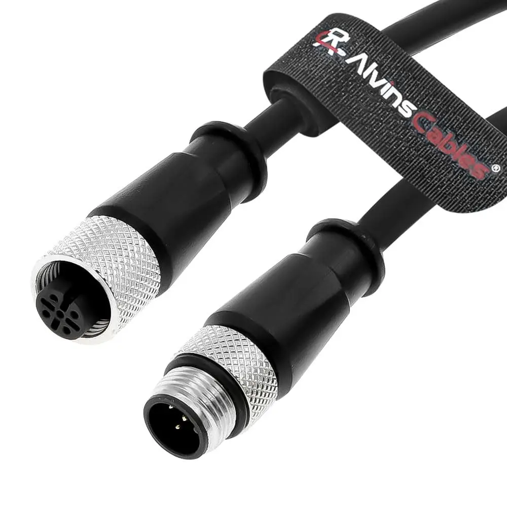 Alvin's Cables M12 A-Code 5 Pin Male to Female Extension Cable for Industrial Automation Fieldbus Communication, Shielded High
