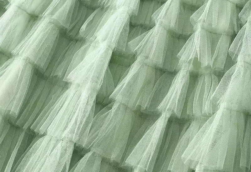 HOT Solid Multilayer Ruffle Mesh Skirt Women Boho High Waist Long Maxi Tulle Skirt Spring Summer Party Women's Clothing