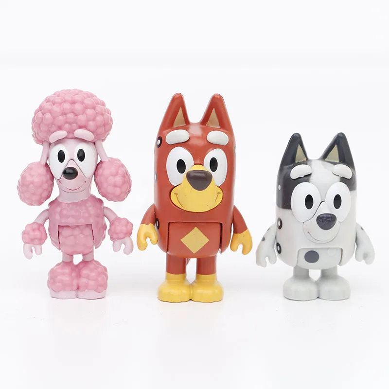 Bluey-Ensemble de jouets modèle Bingo pour enfants, mini ornements mobiles JoendocButter, dessin animé en PVC, vacances, cadeaux de Noël, 8 pièces, 12 pièces