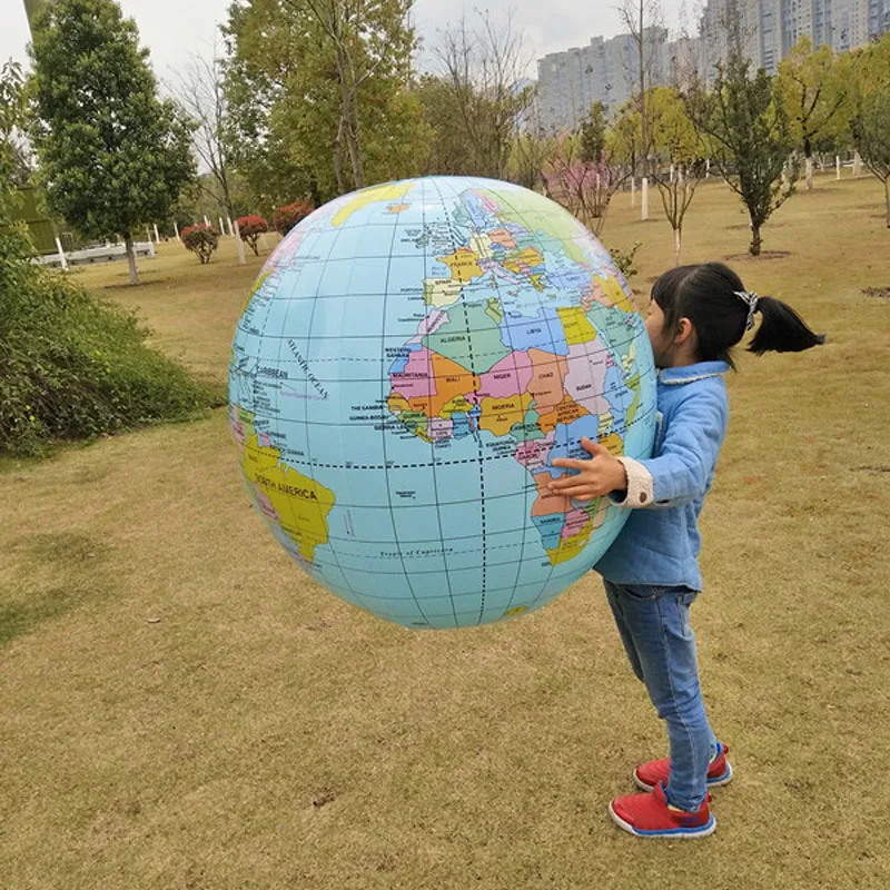 Globo inflable de 90CM, accesorio de enseñanza, versión en inglés, bola de mapa inflable, juguete de iluminación de geografía para niños