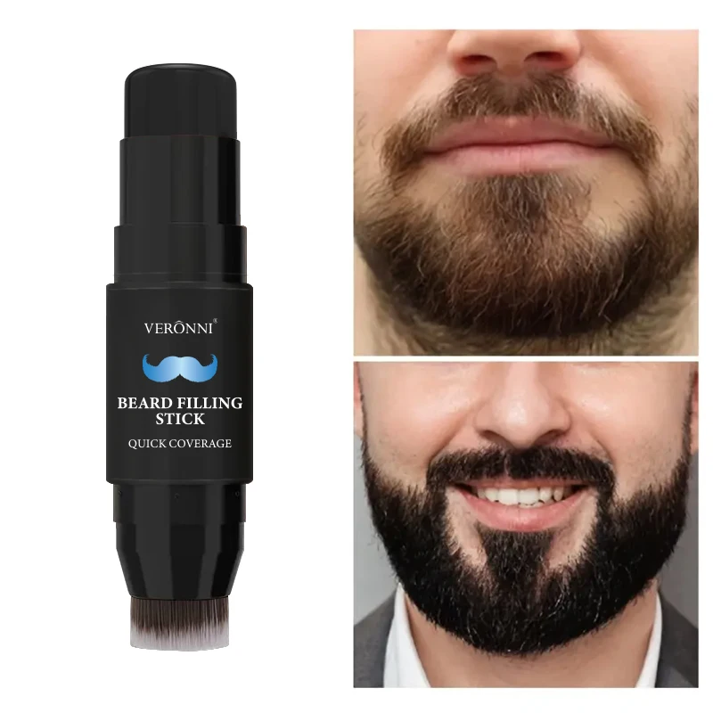 Beard Filling Stick with Brush,Waterproof Beard Pen,Instant Fill Sparse Beard Cover Beard Natural Beard Moustache & Hair Makeup