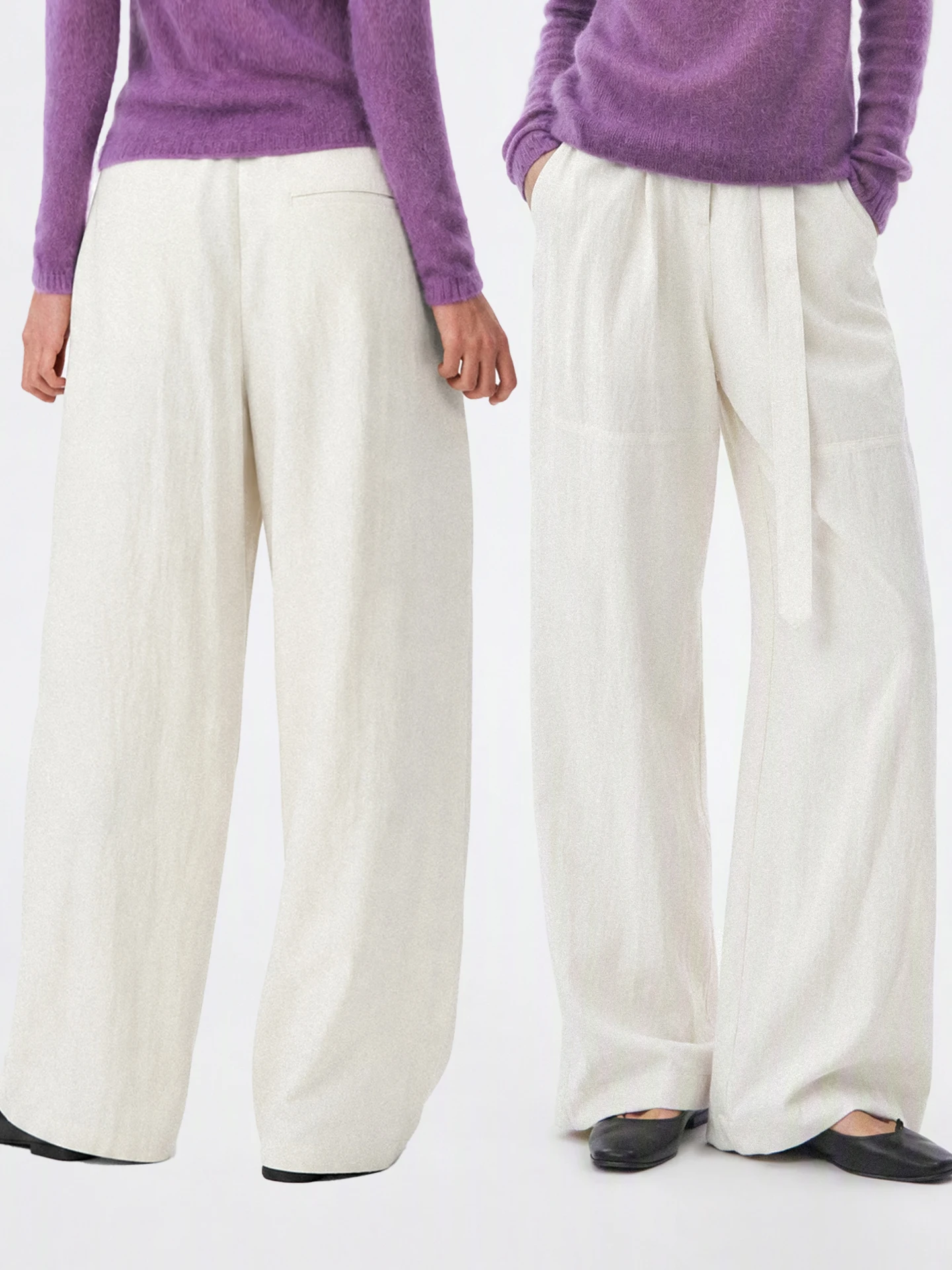 TDDP Women's Casual Wide Leg Pants Pleated Drapey Loose Slimming Long Trousers Autumn New Style Comfortable Breathable