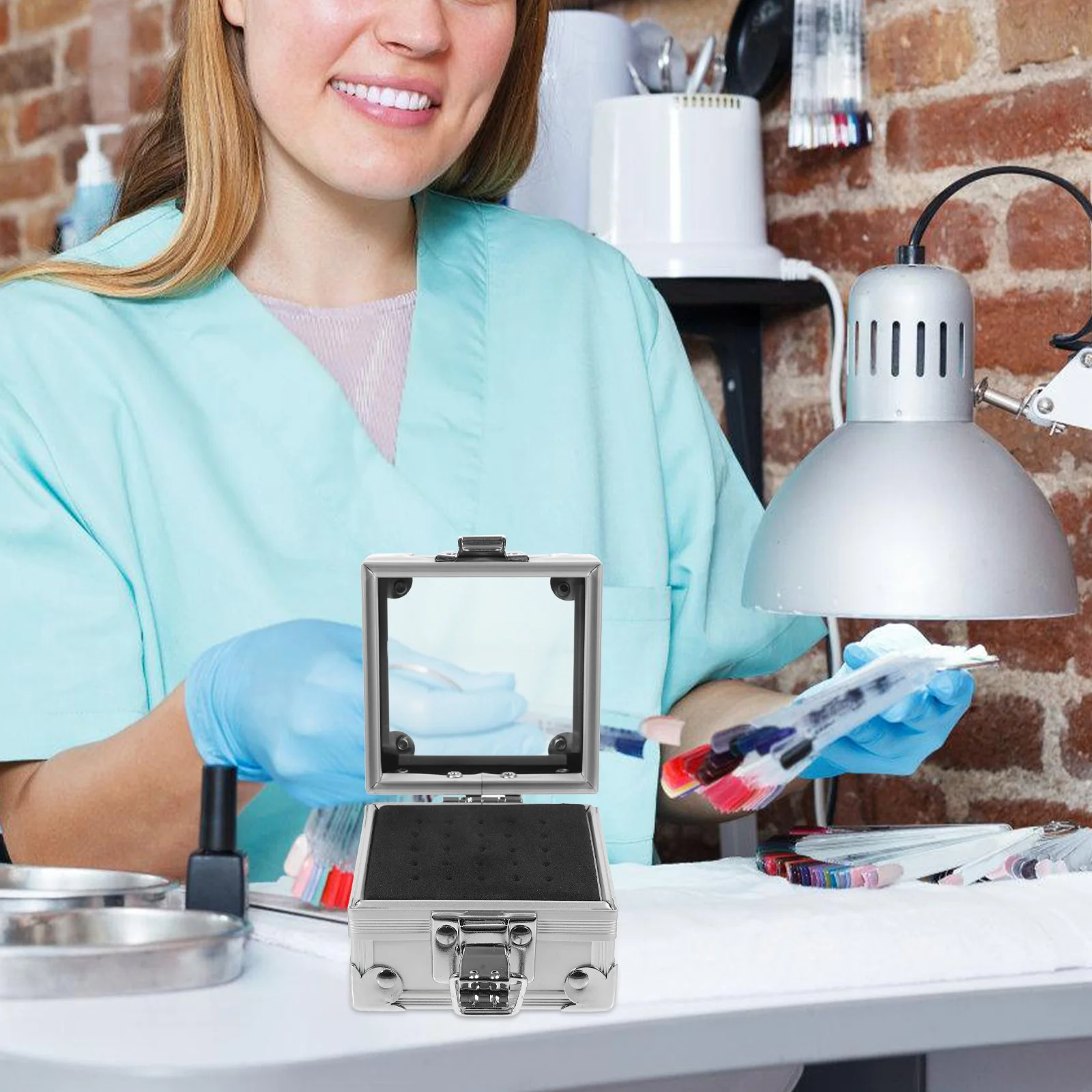 حاوية لقم مثقاب الأظافر المقاومة للغبار، حامل أدوات مانيكير من سبائك الزنك لتلميع رؤوس تنظيم الصالونات والمتانة #3