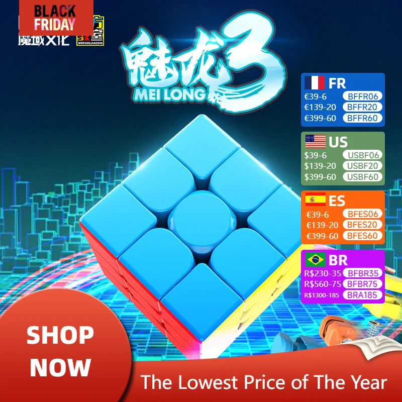 Moyu MFJS Meilong 3 3x3  Magic Speed Cube Stickerless Meilong 3C Professional Fidget Toys Cubo Magico Puzzle