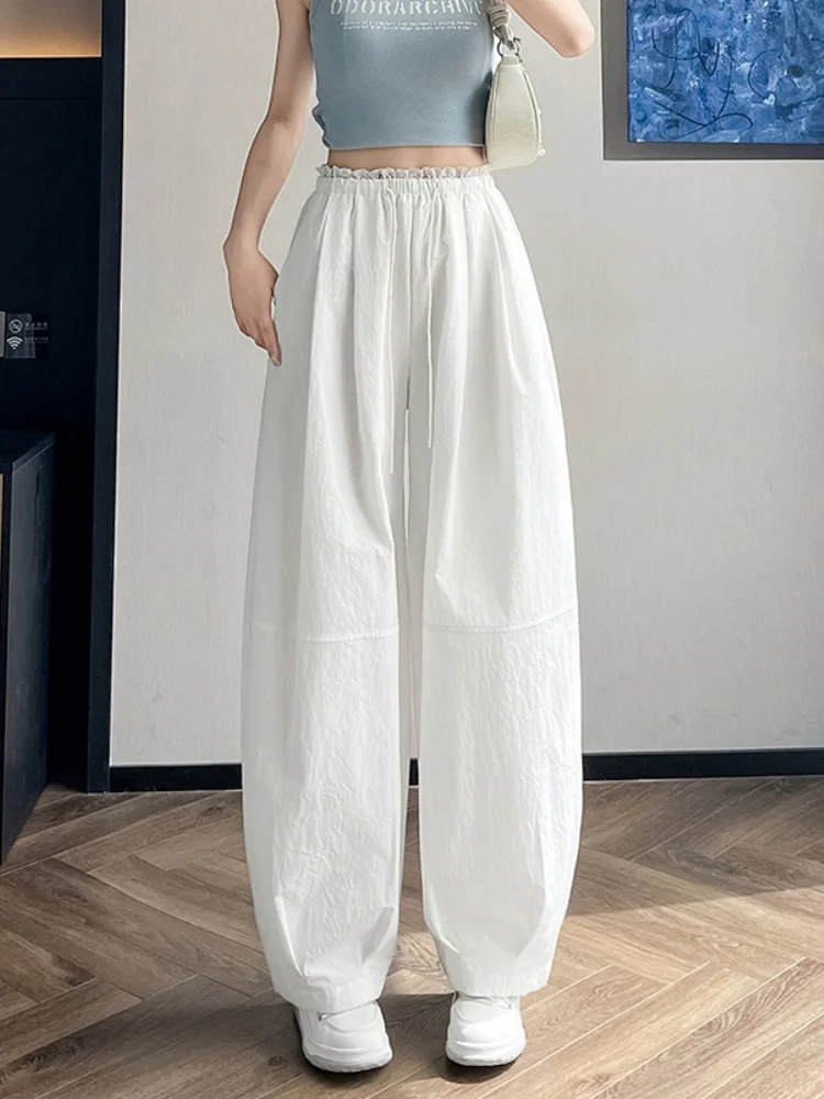 

Ice Silk Wide Leg Pants Women's Summer Thin Elastic High Waist Slim Loose Drape Casual Harlan Lantern Pants Straight Tube