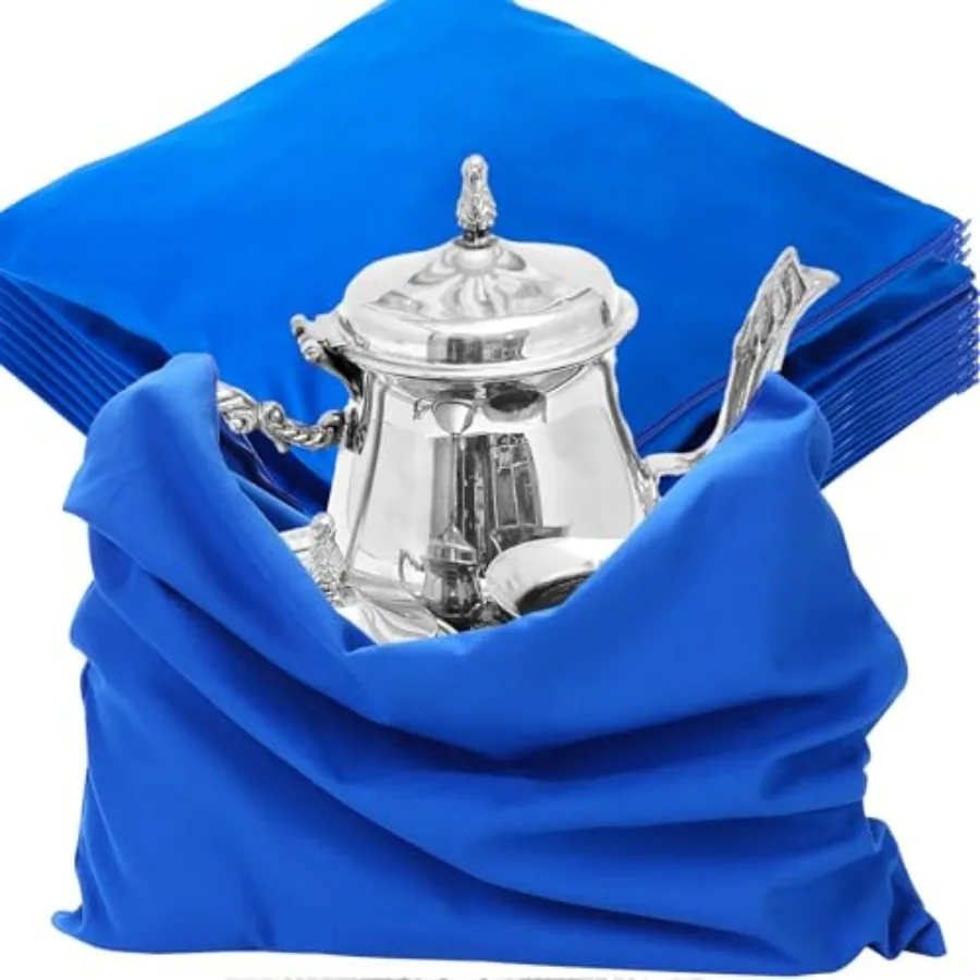 

Набор из 10 серебряных мешочков на молнии 18x18 дюймов для хранения ювелирных изделий, защитных чехлов от потускнения, тканевых мешочков для полировки серебряных украшений из бархата