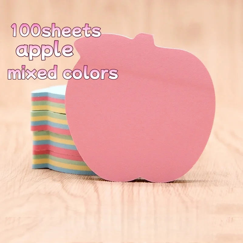Sticky Notes Fruit Apple Shape Memo Pads for School Office Adhesive Stationery Supplies 100 Sheets/pack