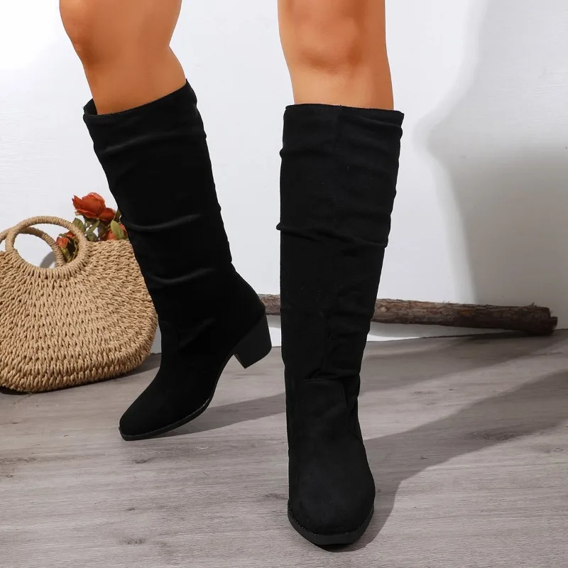 Velvet-lined Pile Boots for Ladies, Suitable for Autumn and Winter, Long and Tall Boots