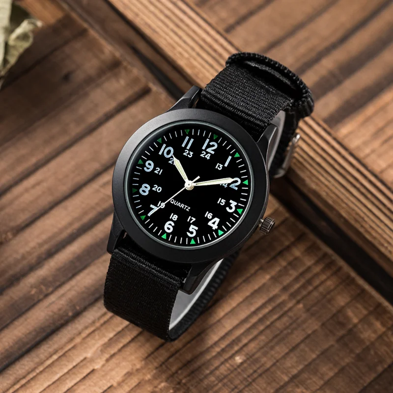 Children Boys Girls 24hours Canvas Luminous Pointer Quartz Wristwatches Kids Students Waterproof Watches for Girls Boys Relojes