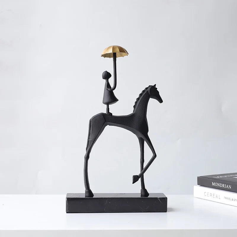 Abstract Minimalist Cast Iron Marble Black Sculpture Ornament Soft Home Decor Showroom Live Stream Bookcase Desktop Art Craft