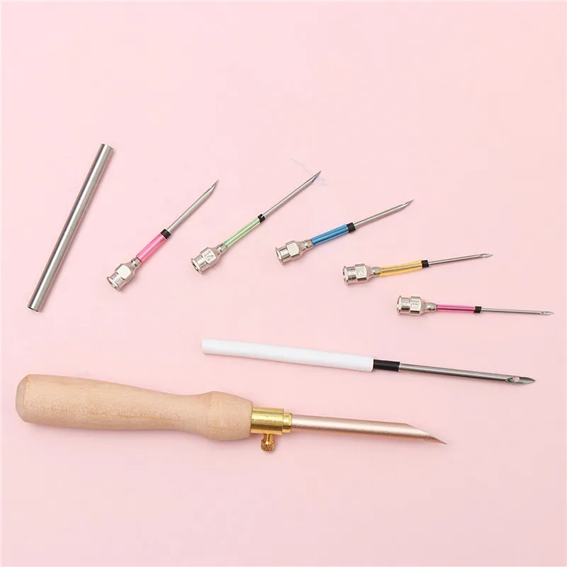 11 Pcs/Set Embroidery Stitching Punch Needle with Storage Bottle Crochet Knitting Needle Art Handmaking DIY Sewing Tool NEW