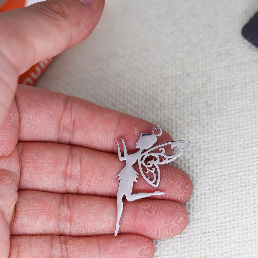 3pcs/lot Stainless Steel Charms Vintage Fairy Angel Pendants Necklaces for Jewelry Making DIY Handmade Craft Accessories