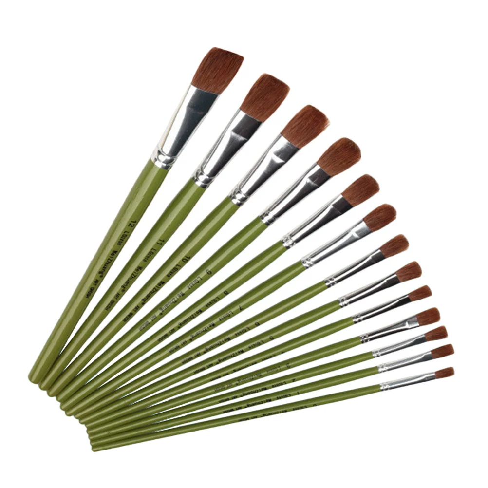 

12pcs Paint Brush Set For Kids Watercolor Oil Acrylic Gouache Painting Art Supplies Students Drawing Tools Wooden Handle