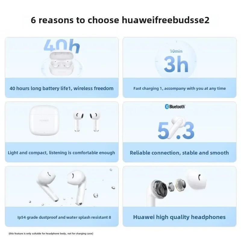 Original Huawei FreeBuds SE 2 Earphones Bluetooth 5.3 Wireless Sports Headphone IP54 Waterproof Touch Control Earbuds With Mic