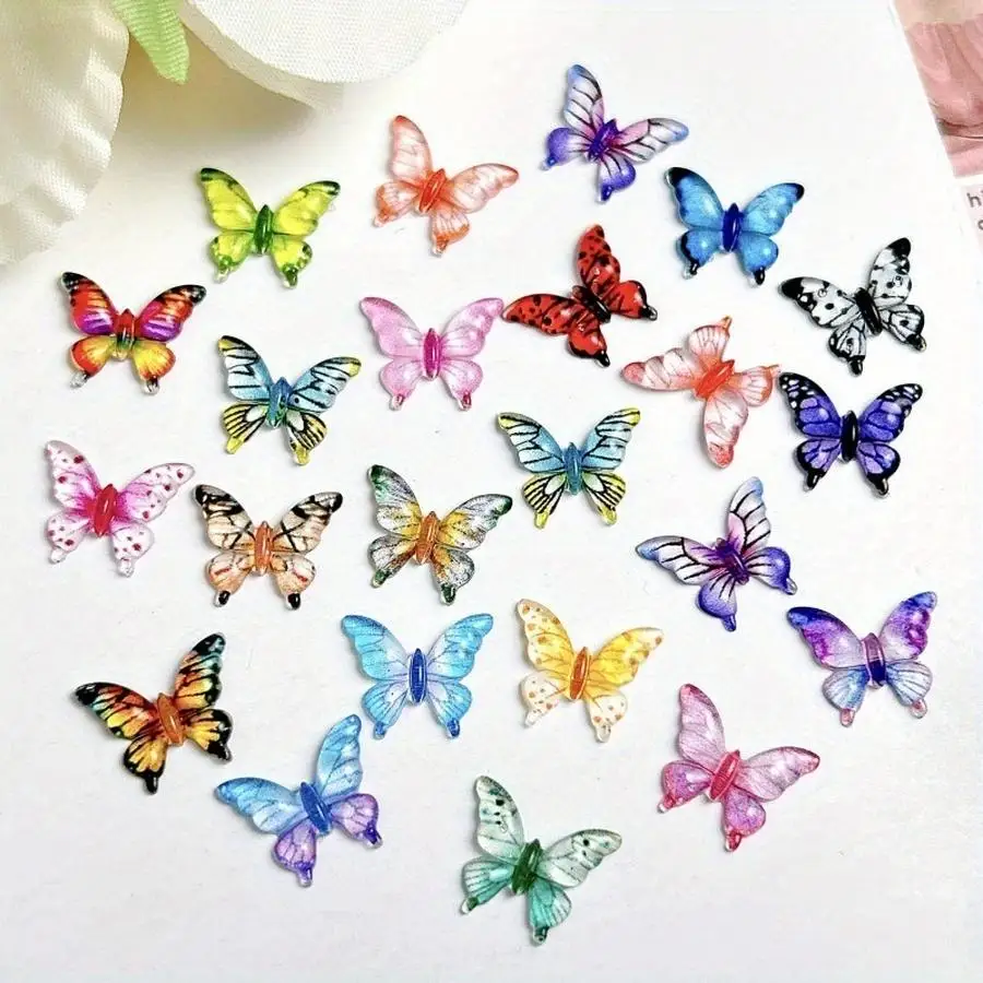 1/5/10/20/50/100pcs Mini Resin Butterfly Series Decorations/Colorful Insect-themed Ornaments/Suitable for Nail Art/Scrapbooking/