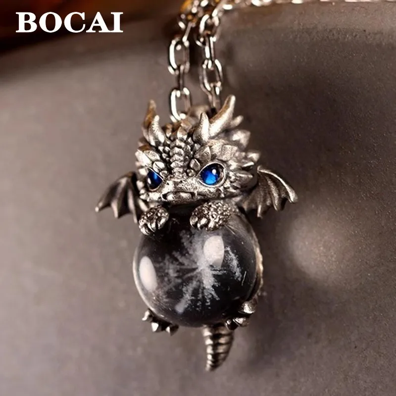 

BOCAI New Original Design Cute Loong S925 Silver Pendant for Men and Women Vintage Exquisite Lovers' Jewelry Wholesale