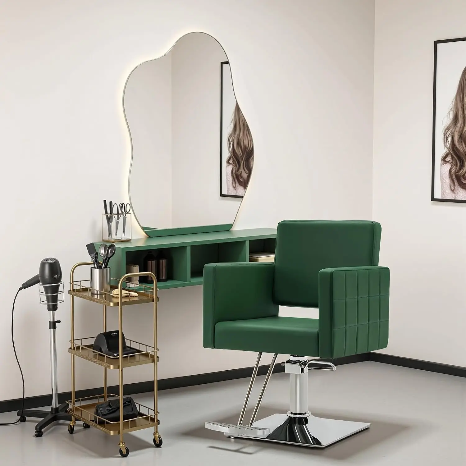 360° Swivel Barber Chair Adjustable Height PVC Leather 330 lbs Capacity Easy Clean Barbershop & Home Salon Adult, Customized