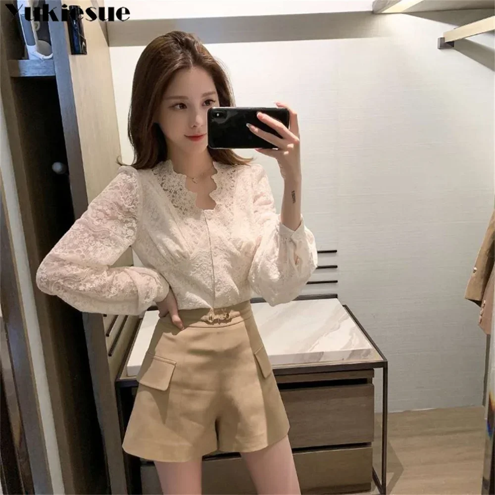 بلوزات نسائية صيفية أنيقة بلوزات نسائية من الدانتيل بلوزة قميص نسائي بلوزات نسائية بأكمام طويلة #2