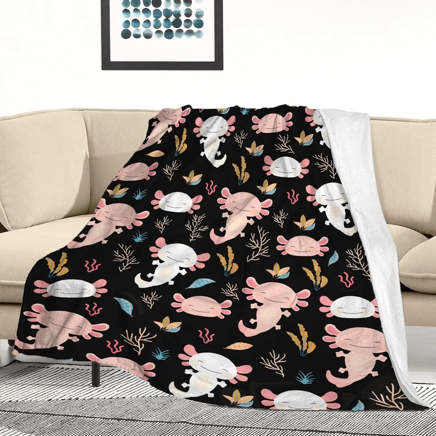 Axolotl Blanket Ultra Soft Flannel Throw Blanket Gifts for Axolotl Lovers Blankets for Girls Boys Kids Women Adults Stuff