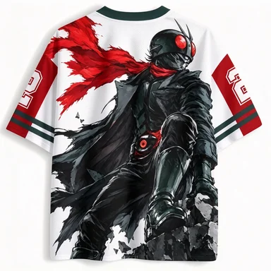 Kamen Rider V-neck Retro Movie Special Camera Style Mesh Quick Drying Manga Style Character Pattern Loose Street Style T-shirt