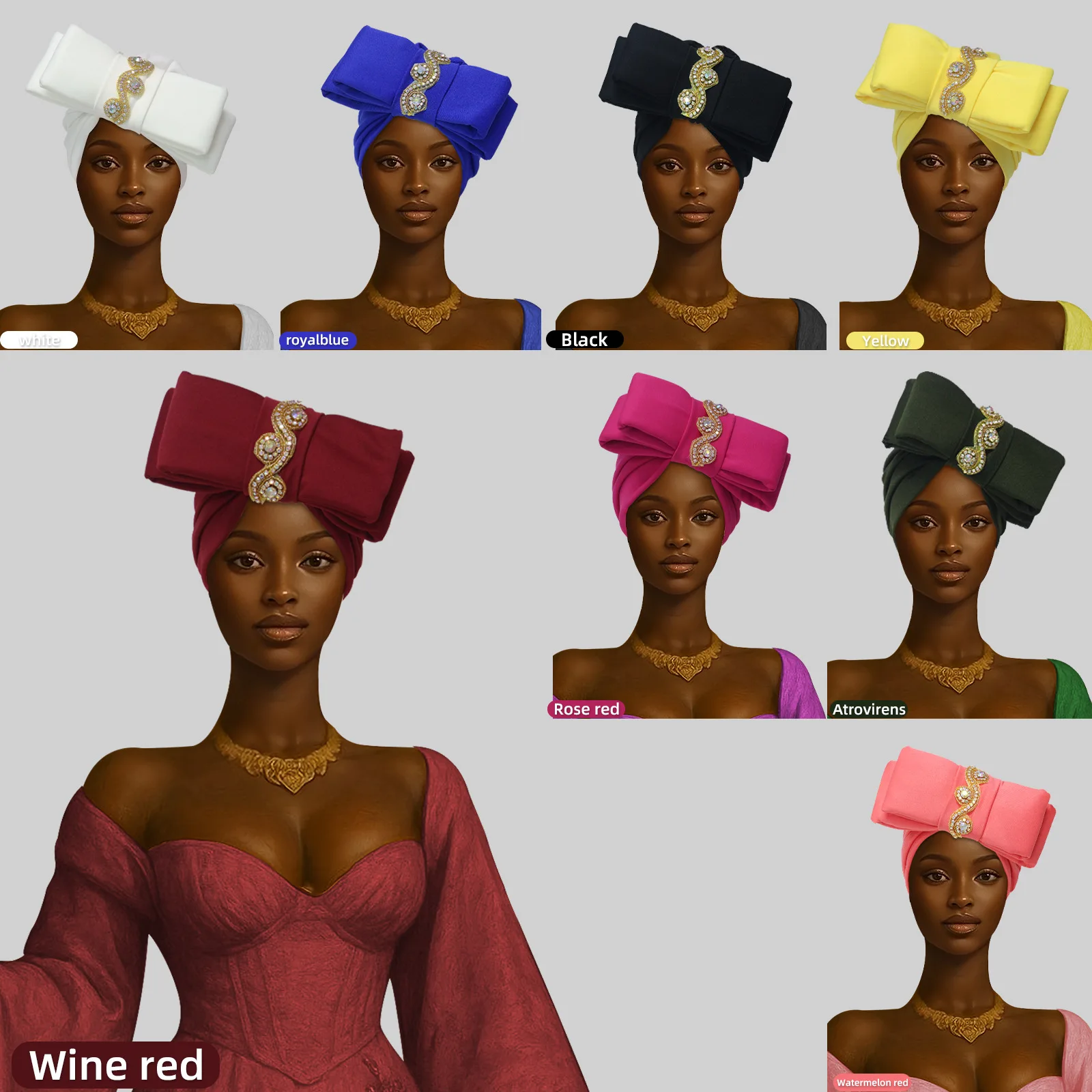 Exaggerated Bowknot Turban Cap Women African Auto Gele Headtie Nigeria Geles Party Headwear Hat Head Wrap Muslim Hijab Headpiece