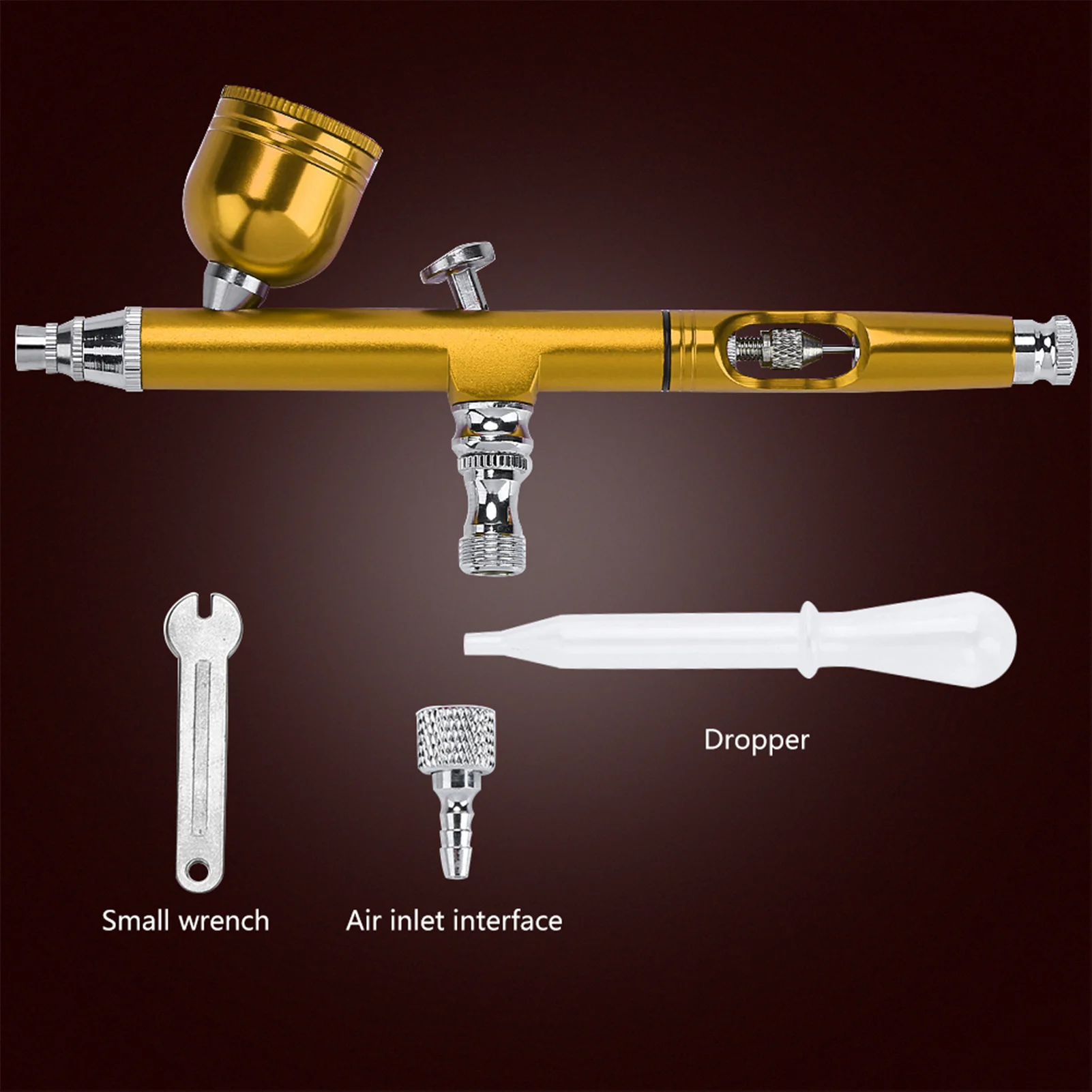 Pistola per spazzola ad aria con alimentazione a gravità 2 colori 0,3 mm Pistola per aerografo con alimentazione a gravità Pistola a spruzzo Arte Vernice per tatuaggi Strumenti per la decorazione di torte per unghie