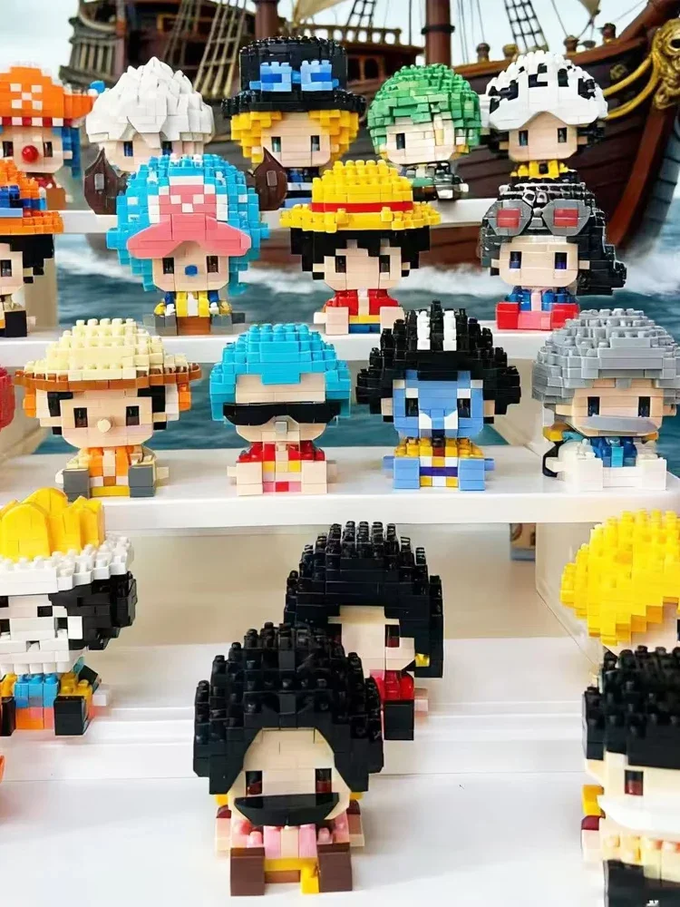 ONE PIECE Sonnengott Nika Luffy Mikro-Bausteine Chopper Ace Buggy 3D Anime-Modell Montage Mini-Bausteine Figuren Spielzeug als Geschenk