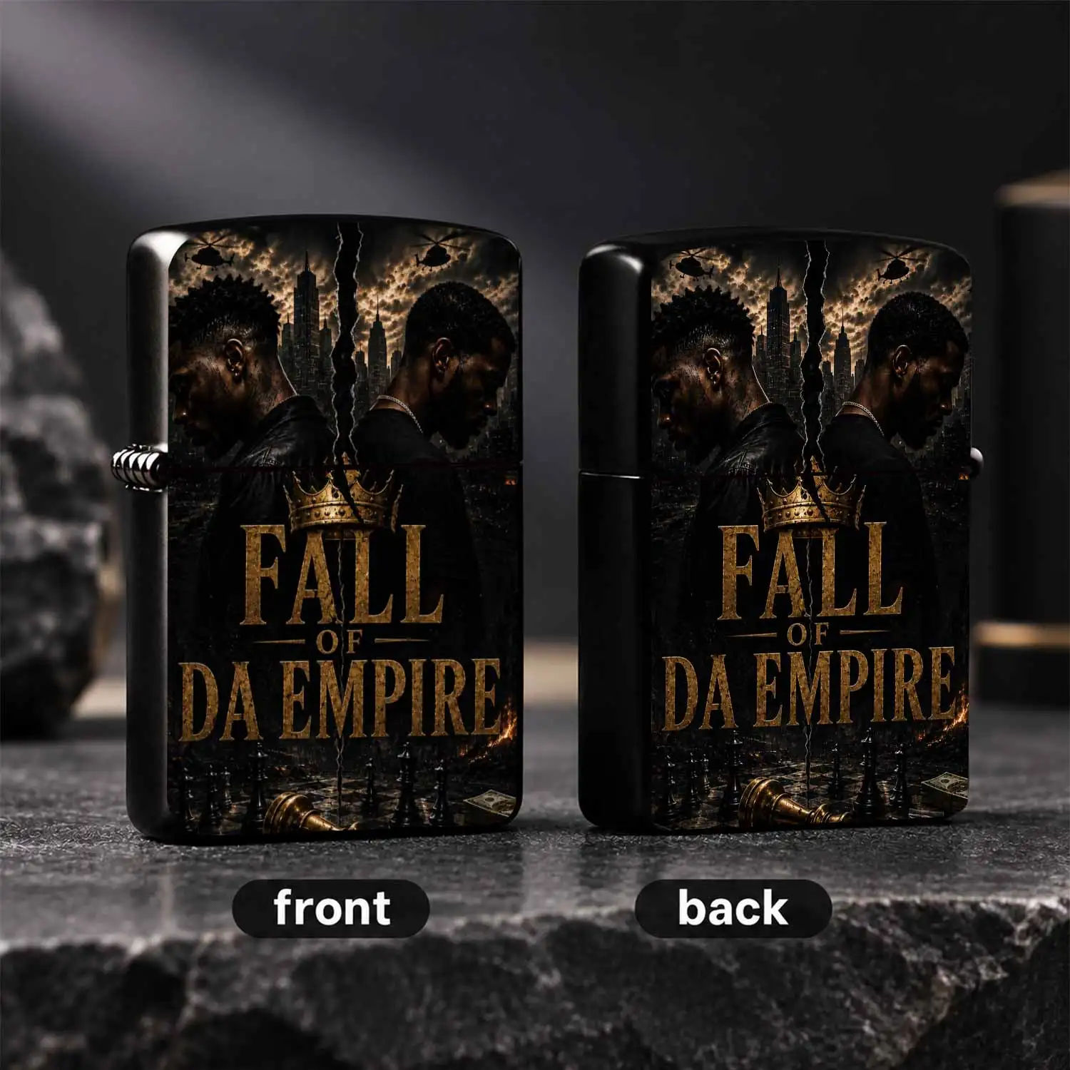 Stylish Fall of Da Empire Themed Lighter, Atmospheric Dark Tone Dual-Figure Creative Peripheral, Portable Carry Accessory for Daily Use, Unique Fun Practical Item for Gatherings, Exquisite Gifting Cho A Humorous And Interesting Lighter
