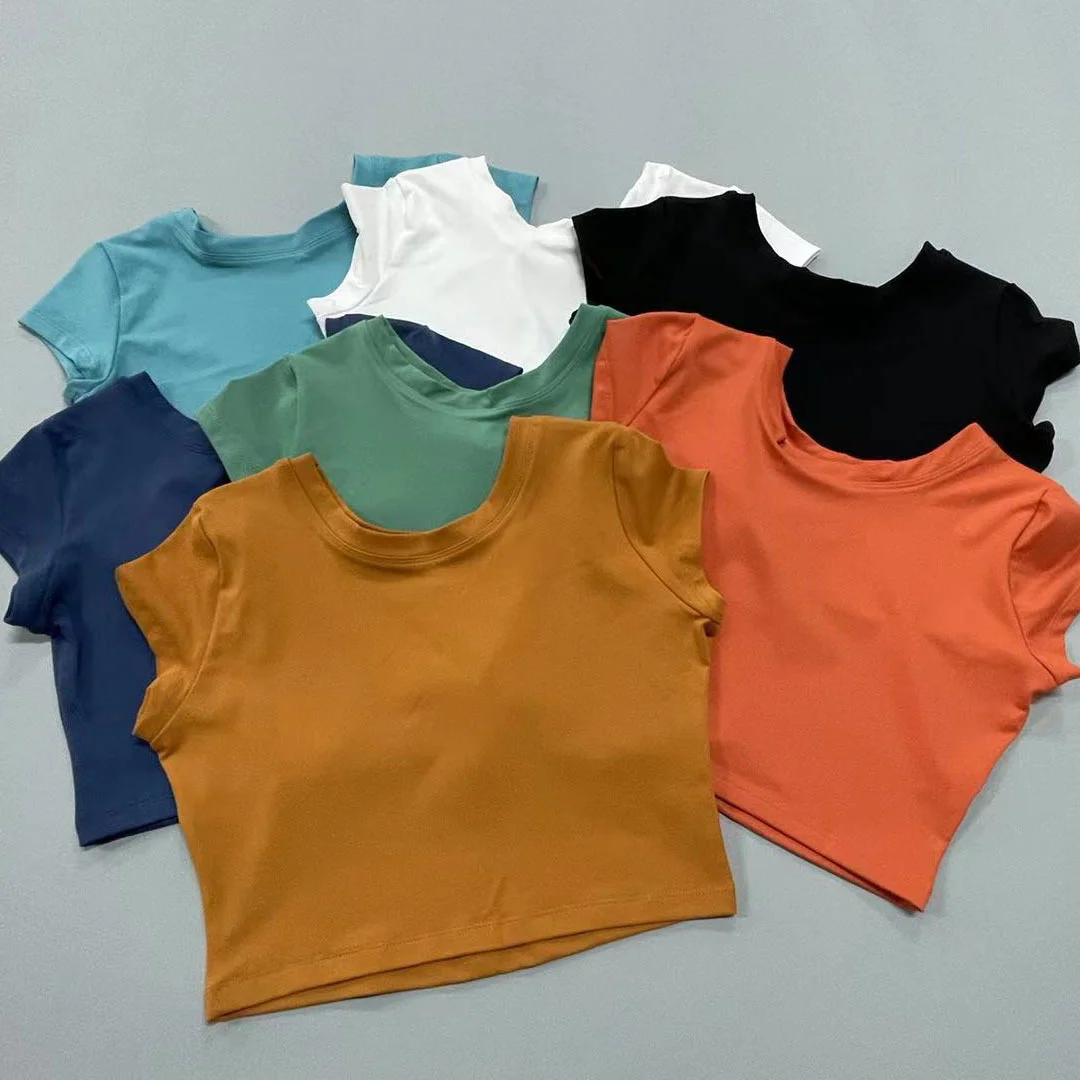 

Summer New Shoulder-Revealing Tight-Fitting Women's Yoga Top, Sports Vest, Women's Running Quick-Drying Fitness Shortsleeved Sh