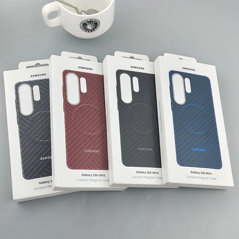 Чехол из карбона для беспроводной зарядки MagSafe для Samsung Galaxy S25 S26 Ultra S25Ultra S26U, жесткий защитный чехол для телефона
