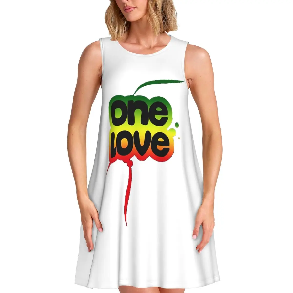 Vestido de verano de manga corta para mujer Bob Marley One Love, vestido informal sin mangas con cuello redondo, vestidos sueltos, Street Robe