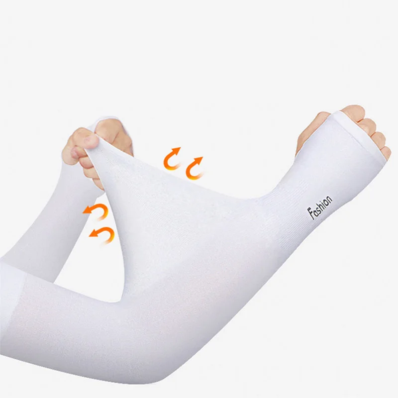 Manchons de bras solaires UV pour femmes et hommes, gants de cyclisme sans doigts, Cool Muff, couverture de bras élastique en soie glacée d'été, manches Anti-brûlure pour la conduite