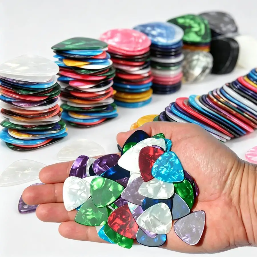 6-100pcs Guitar Plectrums, Colorful Printed Celluloid Picks, Comfortable for String Strumming, Practical Music Accessory XJM
