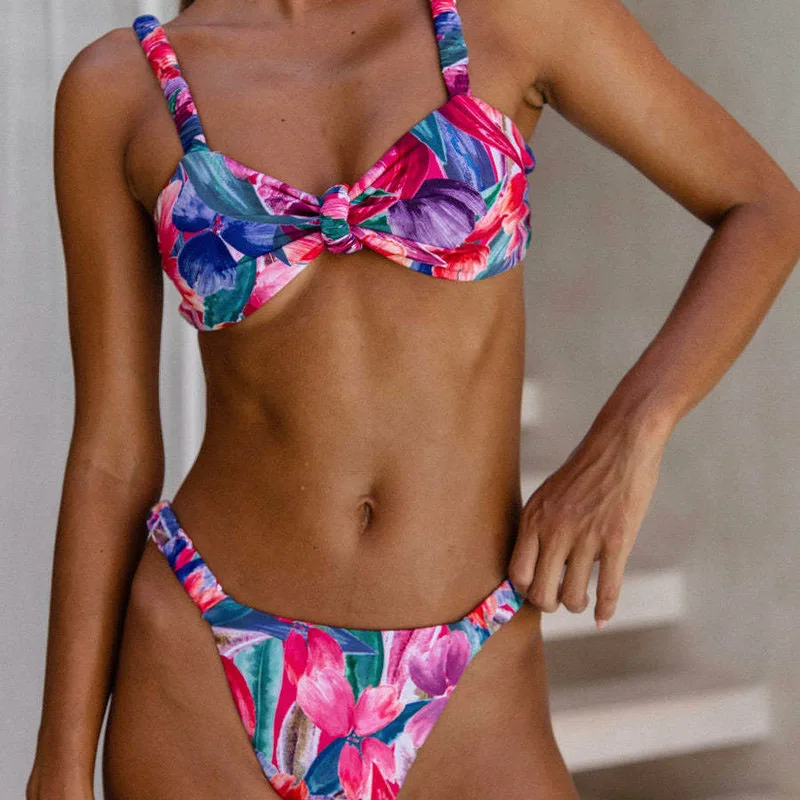 

Сексуальный купальник, женский купальник-бикини с цветочным принтом, купальный костюм, комплект бикини 2025 года, бразильский купальник, женский купальный костюм-бикини