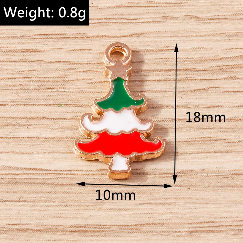10 Stück gemischte Emaille-Weihnachtsbaum- und Rentier-Anhänger für Schmuckherstellung, Ohrhänger, Halsketten, Armbänder, DIY-Bastelzubehör – Detail 14