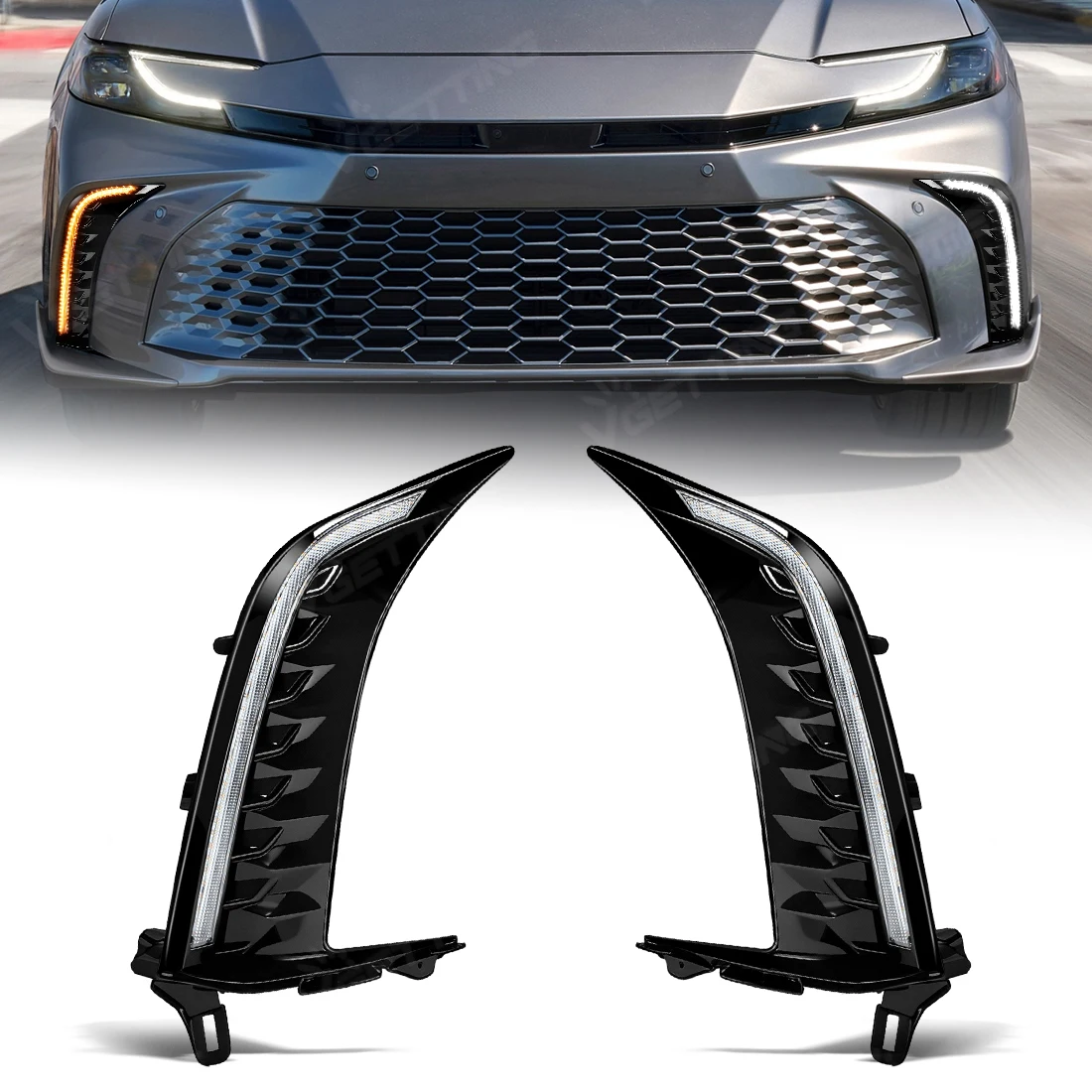 

2PCS Car LED Front Bumper Daytime Running Light For Toyota Camry SE XSE 2024 2025 DRL White Yellow Driving Turn Signal Light 12V