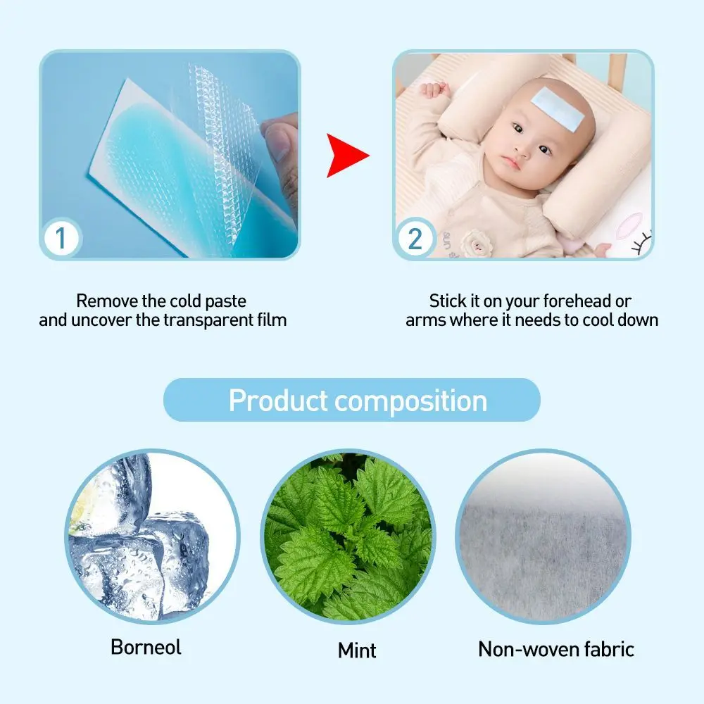 5 sacos de hidrogel de baixa temperatura gel de gelo remendos de resfriamento de bebê folhas de resfriamento de calor almofada de dor de cabeça febre para baixo