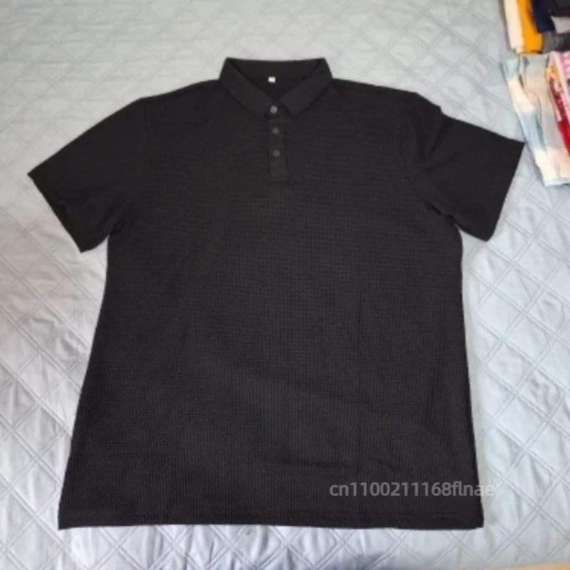 Polo d'été à manches courtes pour hommes, nouveau Style, maille Jacquard de bambou, revers en soie glacée, couleur unie, chemise Simple sur le dessus