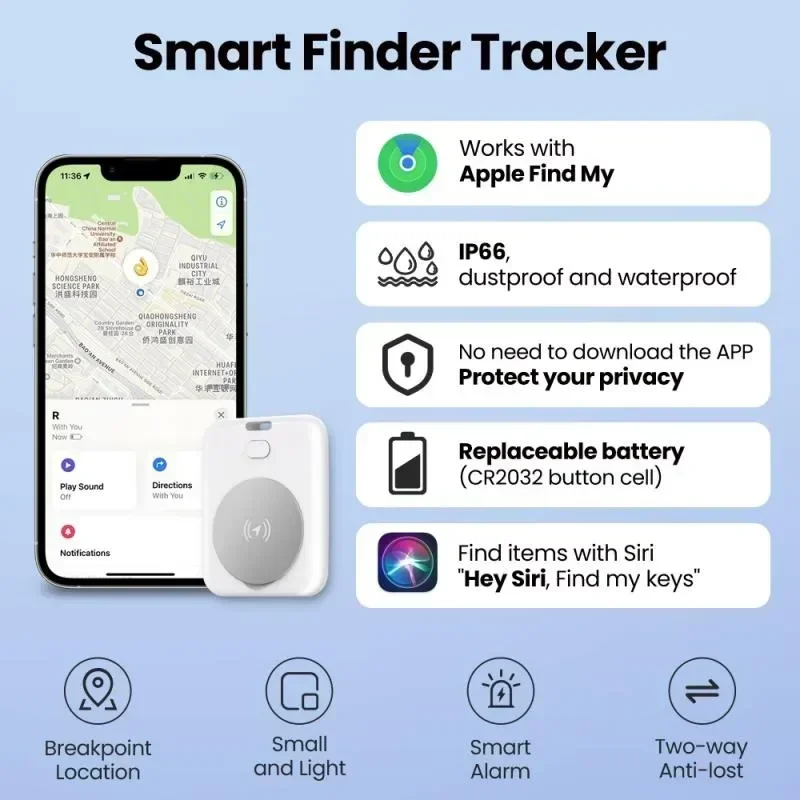 Pelacak cerdas, Anti hilang, perangkat Air Tag Locator 2 cara Alarm pencarian untuk kunci tas udara hewan peliharaan anak-anak Finder Locator untuk iOS