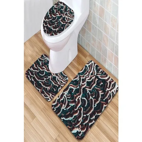 Inca Carpet Antibacterial Washable Non-Slip Dot Sole 3'lü Toilet Seat Pad (60CM x 100CM - 55CM x 60CM - 47CM x 50CM) İNKZ6052