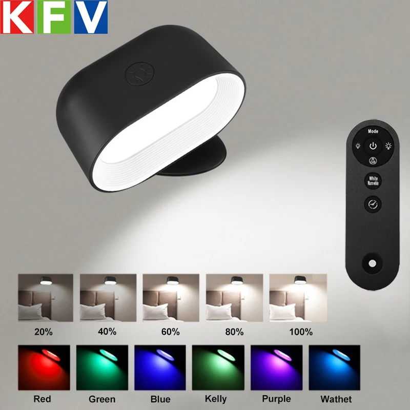 

LED Wall Light Rechargeable Reading Lights 360° Rotation Magnetic Touch Remote Control Cabinet Spotlight Round Shape Night Lamp