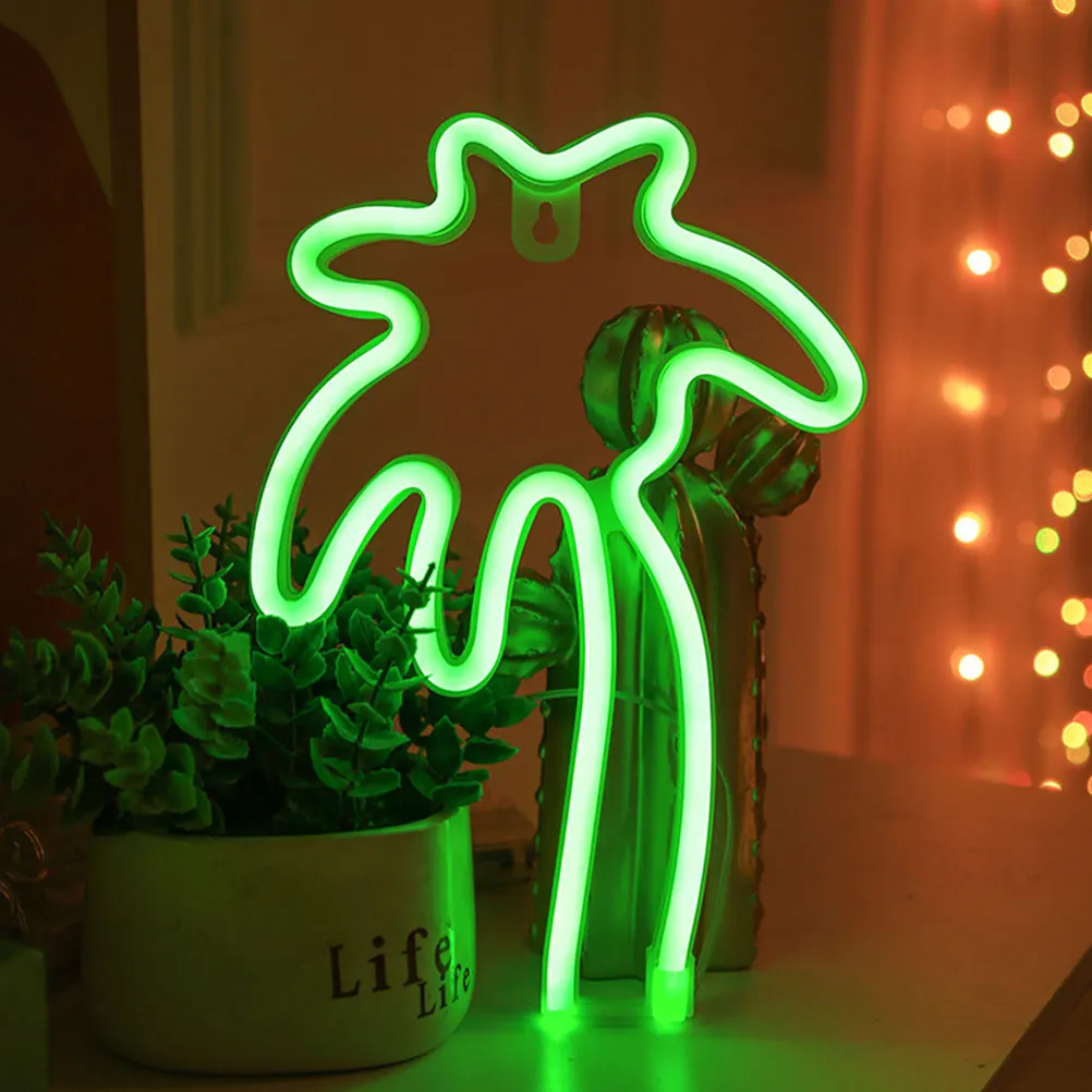 

Palm Tree Shape Neon Decorative Lights LED Signs USB Operated Lamp Warm Glow Stylish Creative Romantic