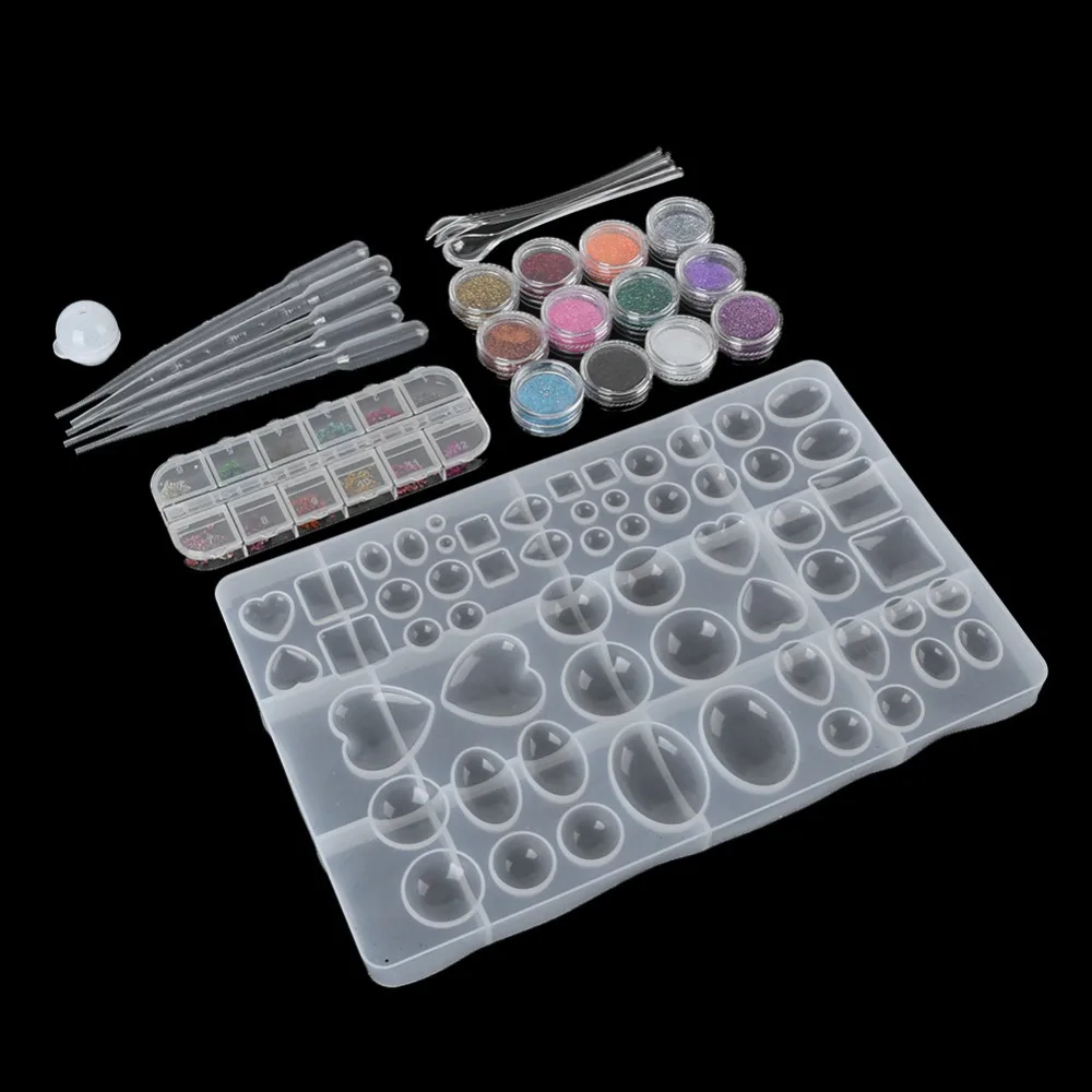 107Pcs Various Colors Epoxy Resin Silicone Tools Different Styles Suit Time Gem Jewelry Tools Handmade Craft Accessory Set