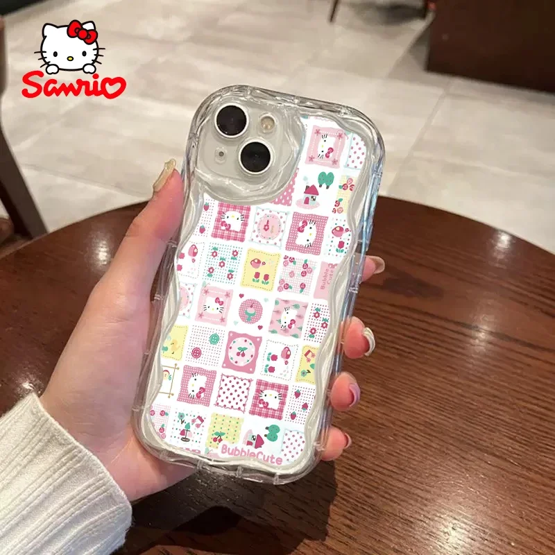 Sanrio capa de telefone iphone 16/15/14/13/12/11/x/xs/xs max menina escudo do telefone móvel gatinho gato acessório dos desenhos animados presente brithday