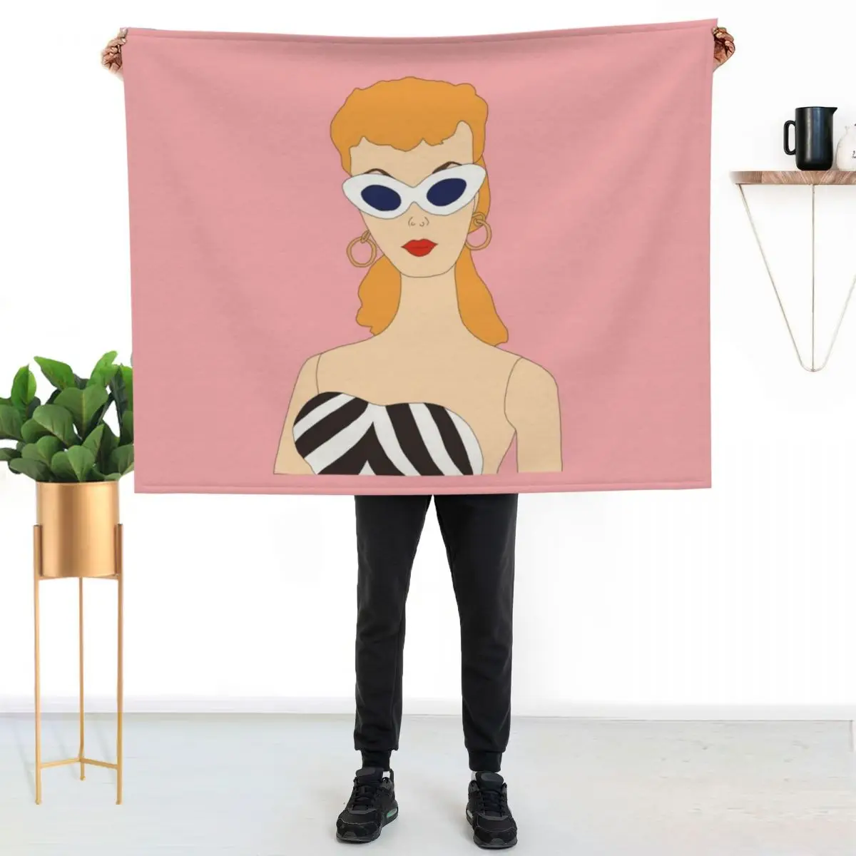 Retro black and white doll vintage Throw Blanket Bed Fashionable Soft Beds Luxury Designer sofa bed Nap Blankets
