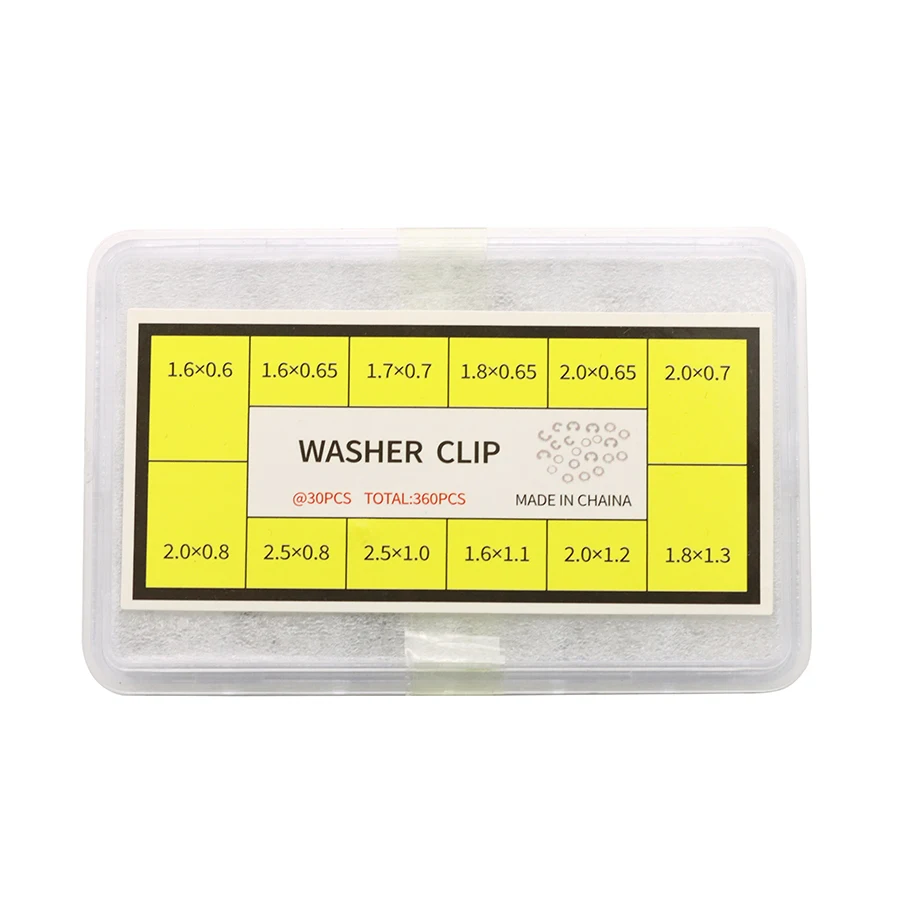 時計部品、ストラップとケース用の 240 個の接続部品、箱入りのステンレス鋼スナップ リング