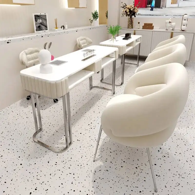 Light Luxury Aesthetic Nail Desk White Salon Organizer Modern Manicure Table Minimalist Mesa Tavolo Per Unghie Salon Furniture