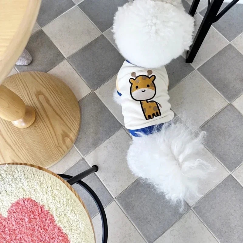 Cute Animal Print Pet Dog Clothes Winter New Bottoming Shirt Teddy Warm Pullover Schnauzer Two Foot Clothes Casual Dog Clothes