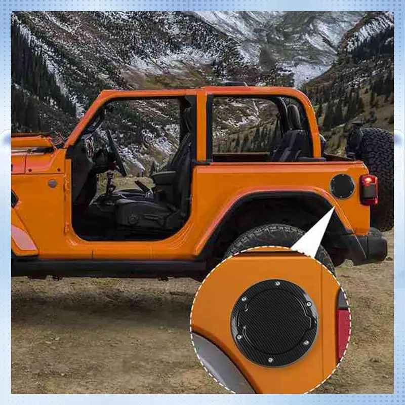 

A70R-For Jeep Wrangler JK 07-17 Carbon Fiber Filler Door Cover Gas Tank Cap For 2/4 Door
