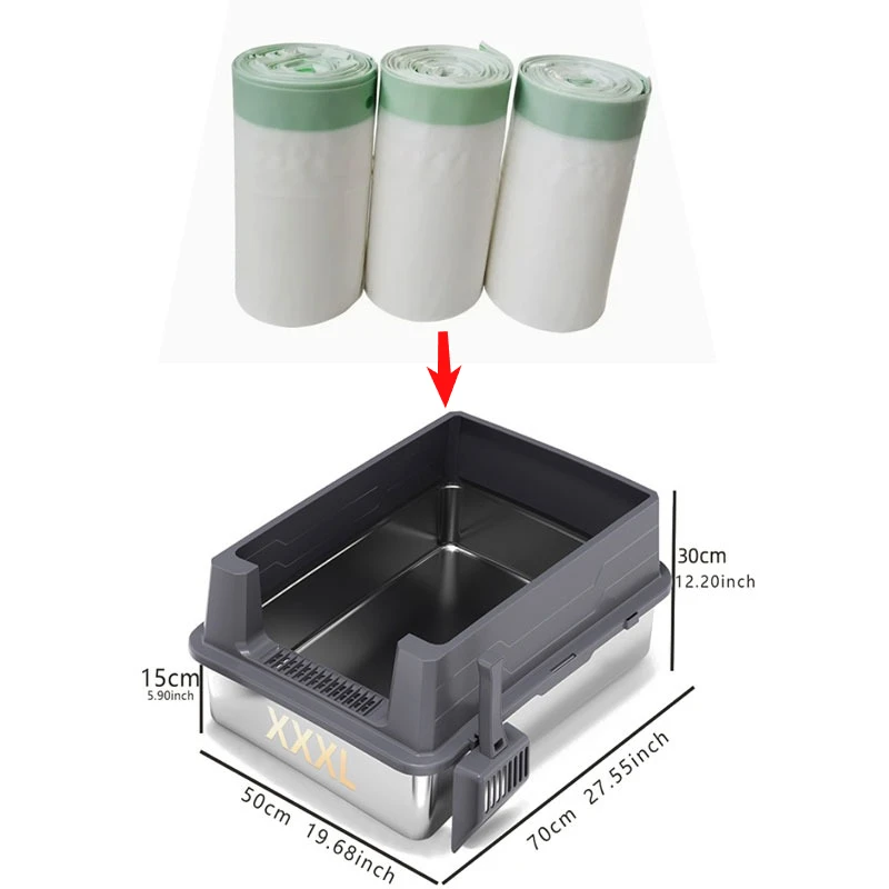 

Утолщенные мешки для мусора 119×60 см, специально разработанные для кошачьих туалетов из нержавеющей стали 70×50 см, 3 рулона (15 штук)